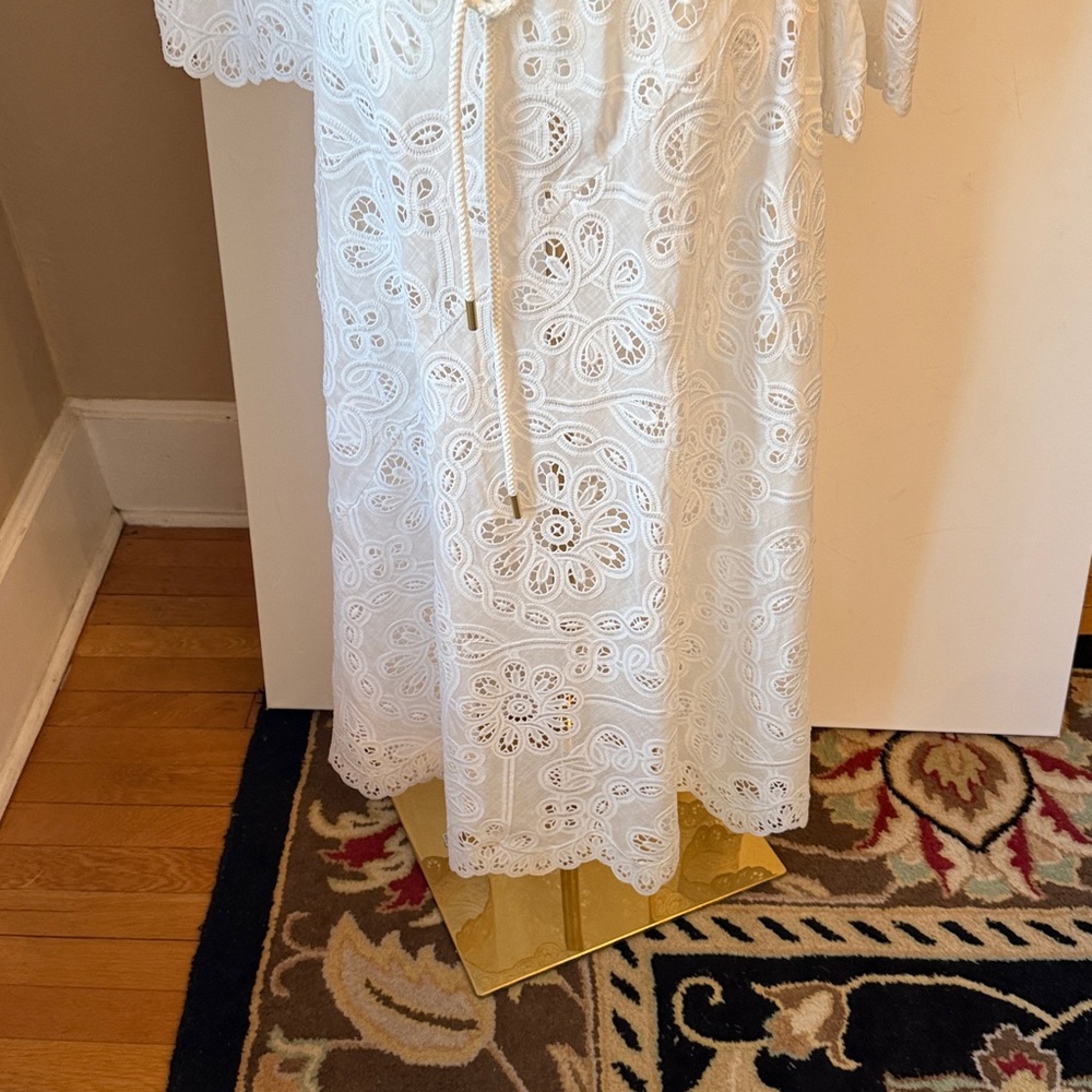 Zimmermann White Long-Sleeve Eyelet Lace Midi Dress - Picture 4 of 15